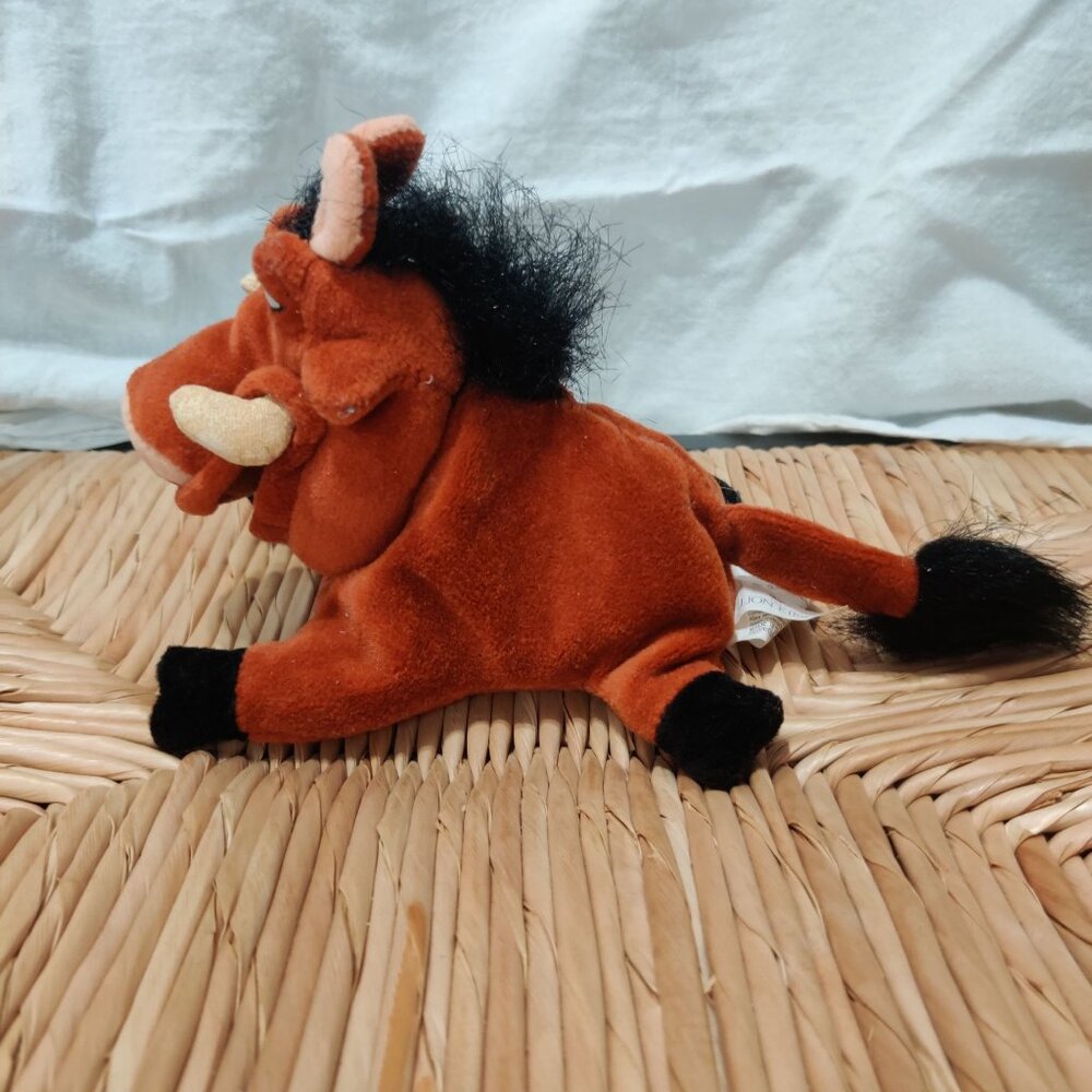 Disney Lion King Pumbaa Plush 4" Bean Bag Toy Brown Black Mane Tusks Stuffed - Picture 2 of 7